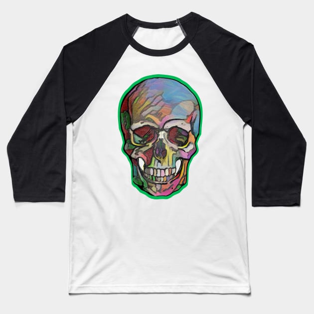 The Happy Skull (Green) Baseball T-Shirt by Diego-t